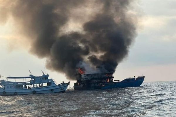 Over 100 evacuated after ferry catches fire in Gulf of Thailand
