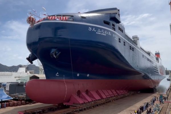 Ferry Sunflower’s third LNG-fuelled Ro-Pax floated out