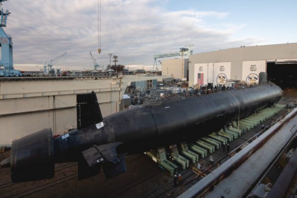 US Navy attack submarine Massachusetts floated out