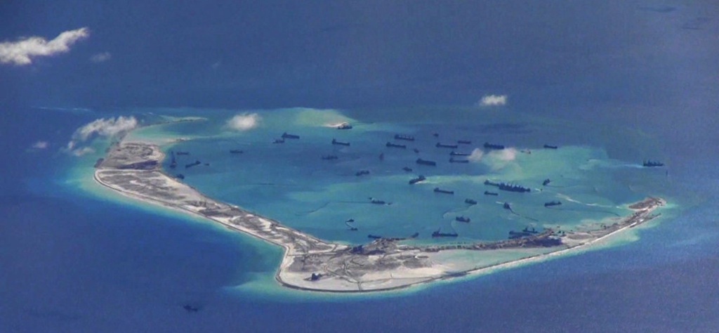 Caption: Subi Reef, Spratly Islands, South China Sea, in May 2015