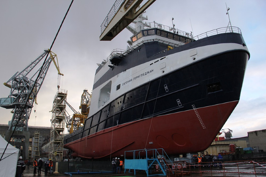 New Russian Project 02670 research vessel floated out - Baird Maritime