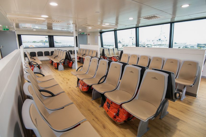 Interior seating area on the ferry Salicornia