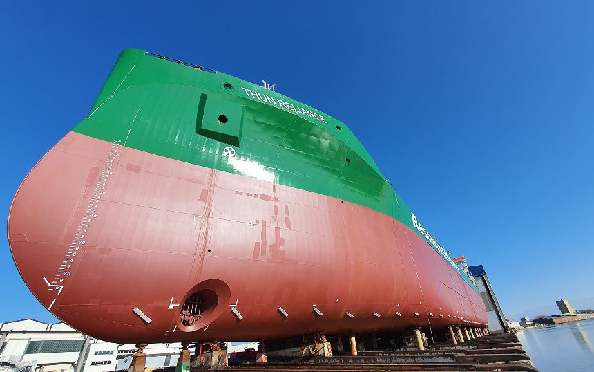 Dutch builder launches second ship in series ordered by Thun Tankers