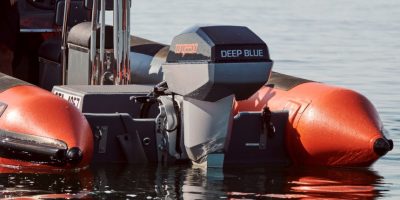 Best Electric Outboard Supplier – Torqeedo; Torqeedo 50kW electric outboard fitted on a RIB workboat (Photo: Torqeedo)